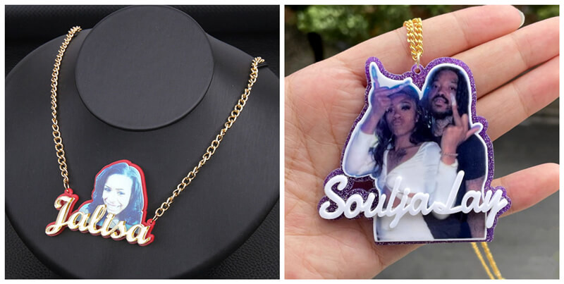 personalized metal and acrylic jewelry maker wholesale personalised portrait engraved necklaces pendant